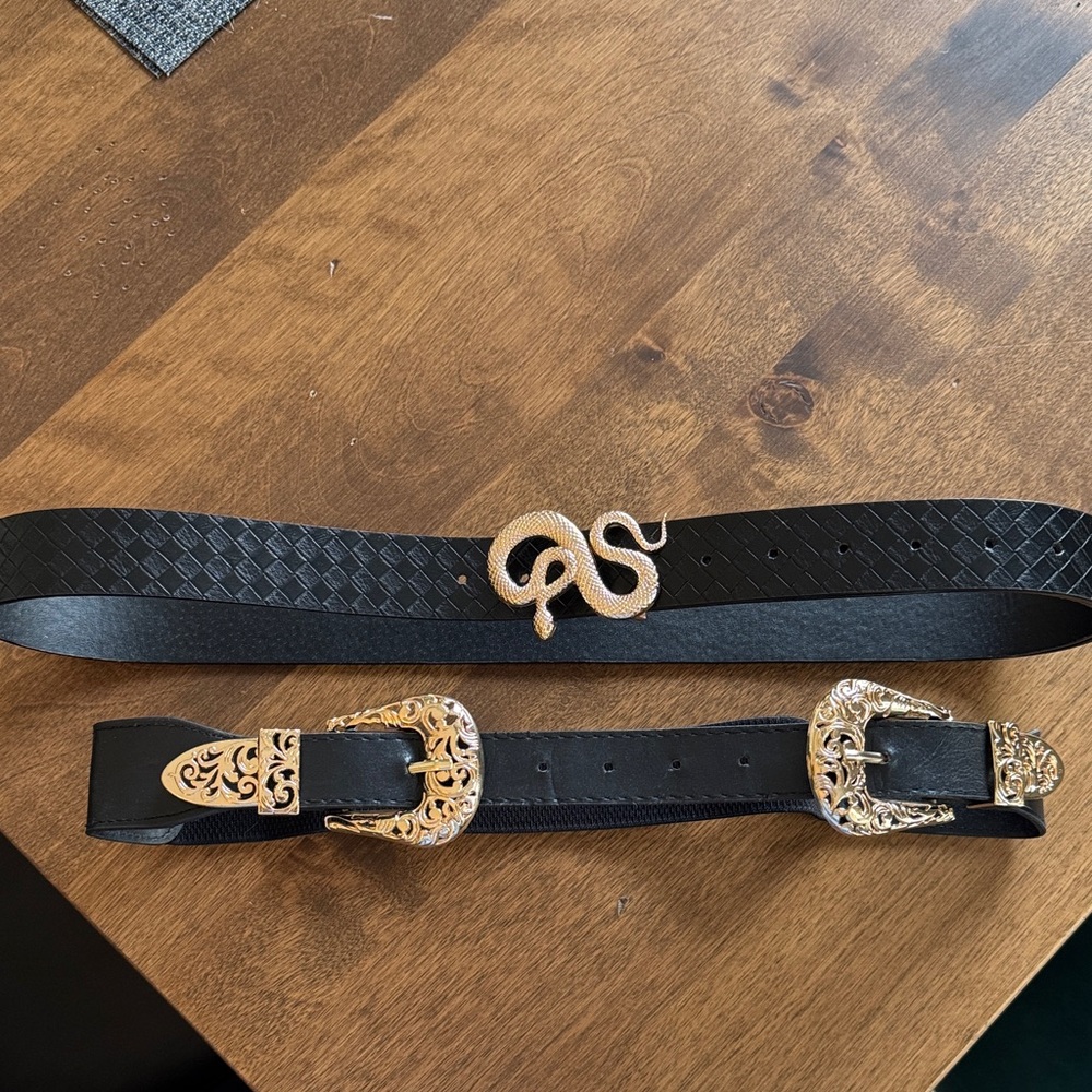 Elegant Black and Gold Belt Set